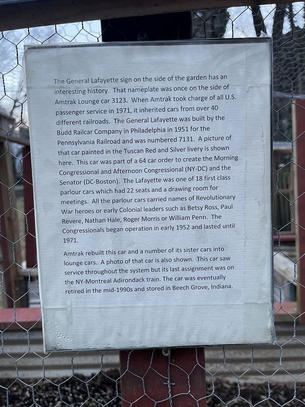 The General Lafayette sign on the side of the garden� Marker image. Click for full size.