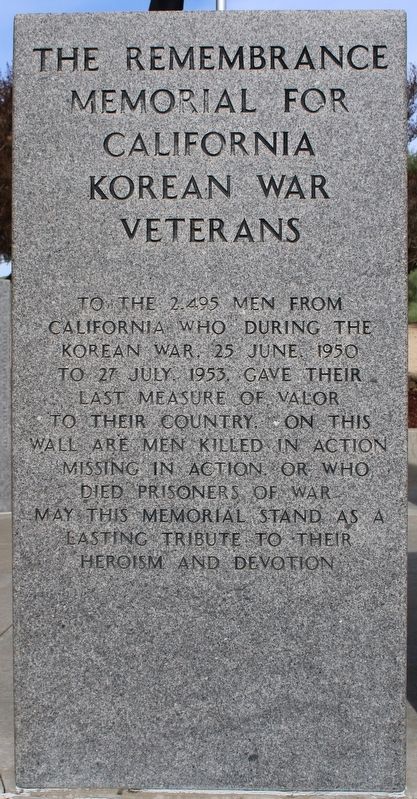 The Remembrance Memorial for California Korean War Veterans Marker image. Click for full size.