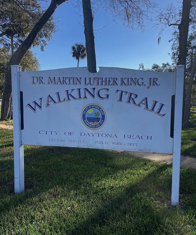 Dr. Martin Luther King, Jr. Walking Trail entrance sign image. Click for full size.