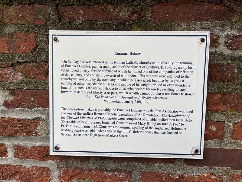 Emanuel Holmes Marker. Click for full size. Emanuel Holmes Marker image. Click for full size.