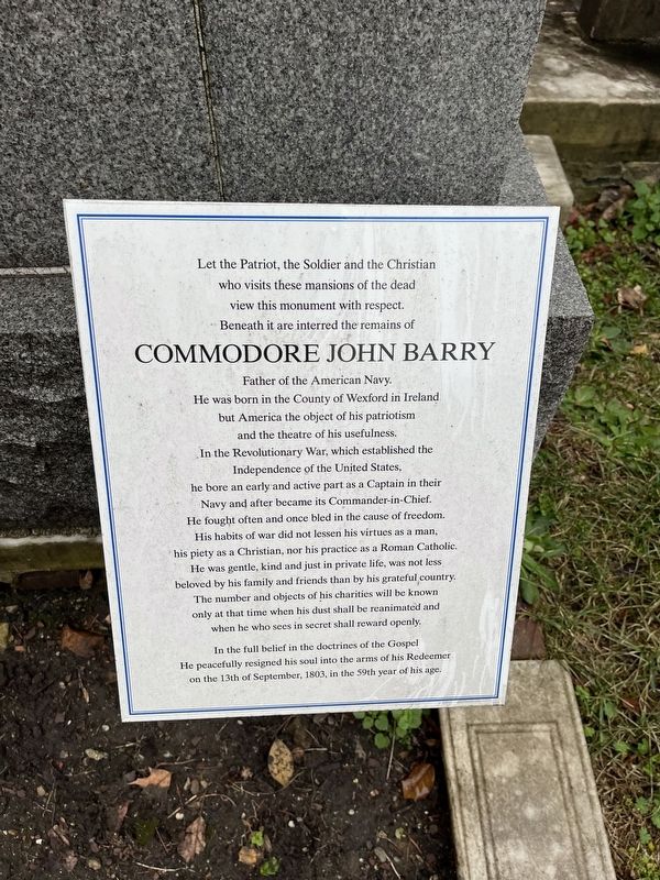Commodore John Barry Marker image. Click for full size.