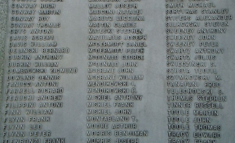 War Memorial WWI Honor Roll. Click for full size. War Memorial WWI Honor Roll image. Click for full size.
