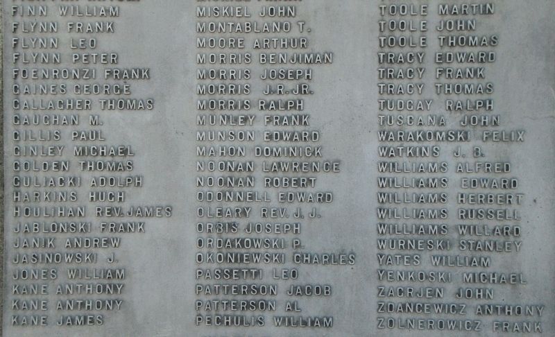 War Memorial WWI Honor Roll. Click for full size. War Memorial WWI Honor Roll image. Click for full size.