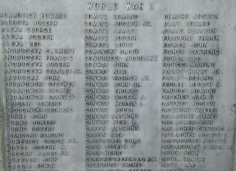 War Memorial WWII Honor Roll. Click for full size. War Memorial WWII Honor Roll image. Click for full size.