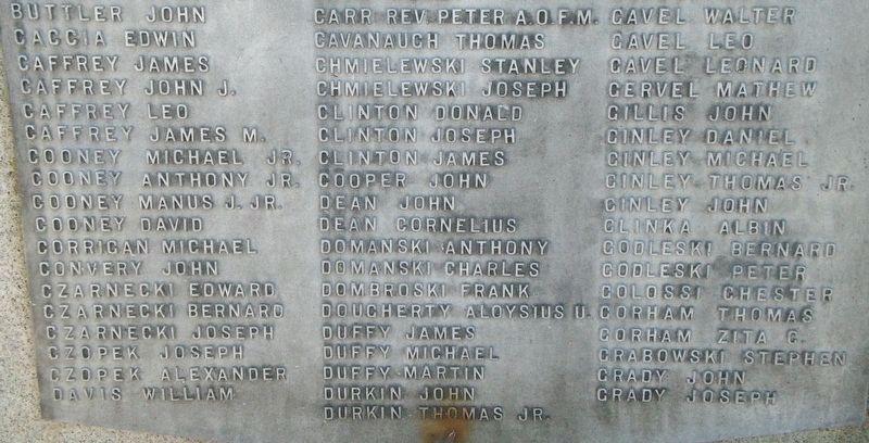 War Memorial WWII Honor Roll. Click for full size. War Memorial WWII Honor Roll image. Click for full size.