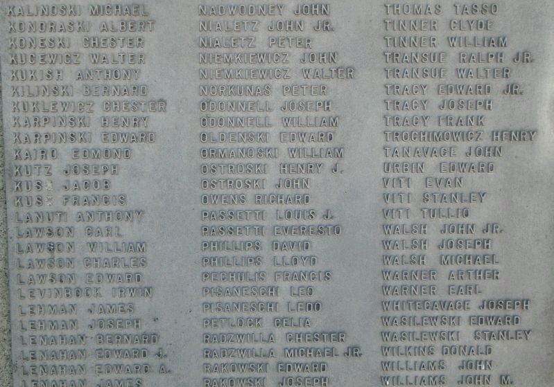 War Memorial WWII Honor Roll. Click for full size. War Memorial WWII Honor Roll image. Click for full size.