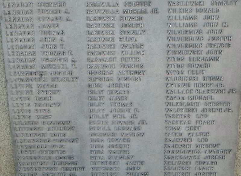 War Memorial WWII Honor Roll. Click for full size. War Memorial WWII Honor Roll image. Click for full size.