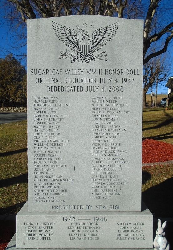 Sugarloaf Valley World War II Honor Roll image. Click for full size.