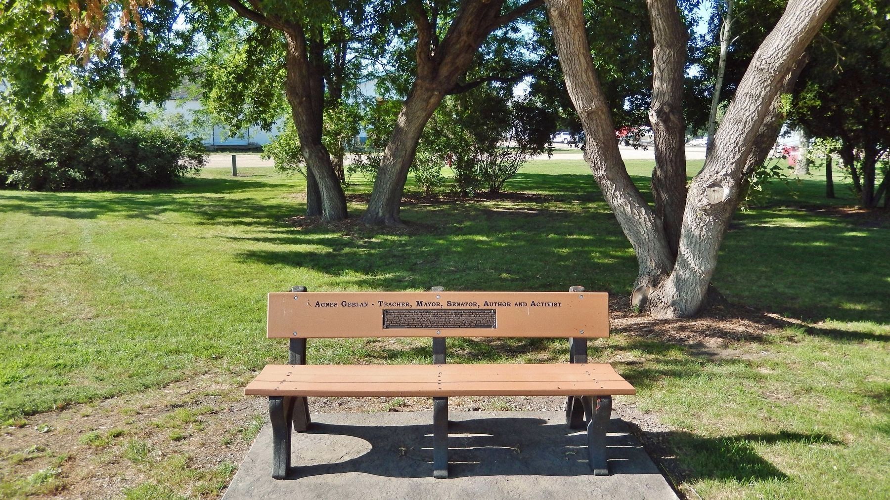 Agnes Geelan Memorial Bench. Click for full size. Agnes Geelan Memorial Bench image. Click for full size.