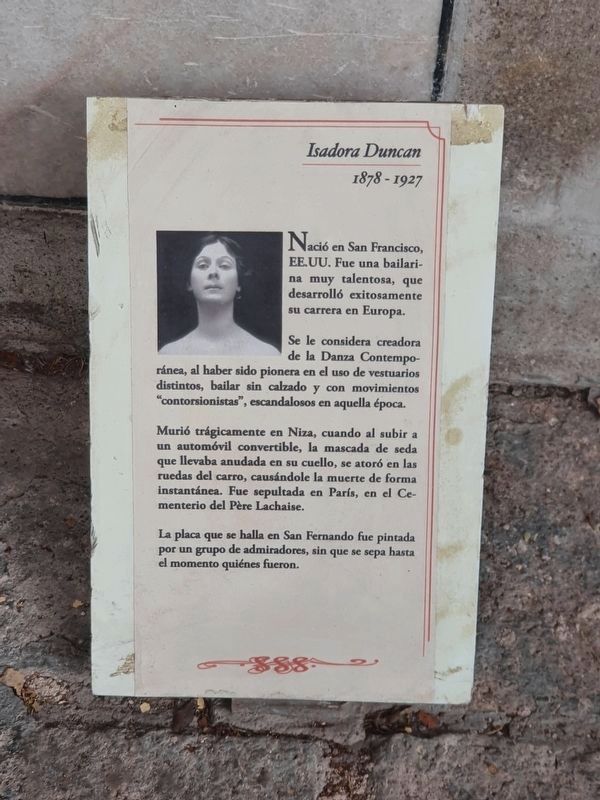 Isadora Duncan Marker image. Click for full size.