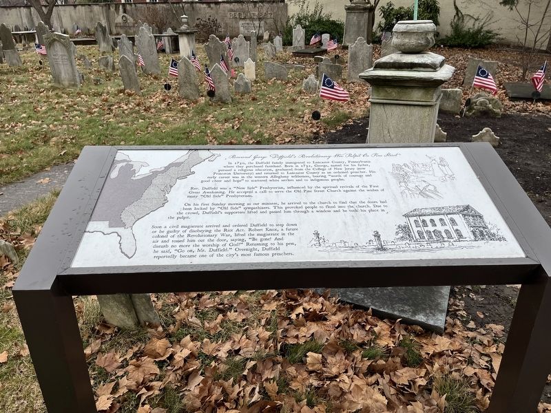 Reverend George Duffield's Revolutionary War Pulpit On Pine Street Marker image. Click for full size.