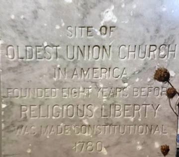 Site of Oldest Union Church in America Marker. Click for full size. Site of Oldest Union Church in America Marker image. Click for full size.
