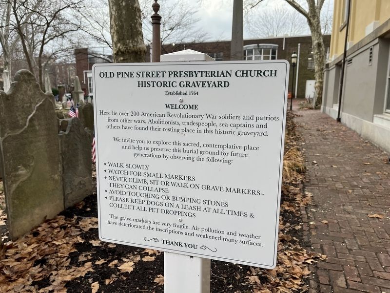 Old Pine Street Presbyterian Church Historic Graveyard Marker image. Click for full size.