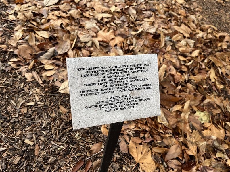 This restored "carriage gate section" of the historic cast iron fence… Marker. Click for full size. This restored "carriage gate section" of the historic cast iron fence… Marker image. Click for full size.