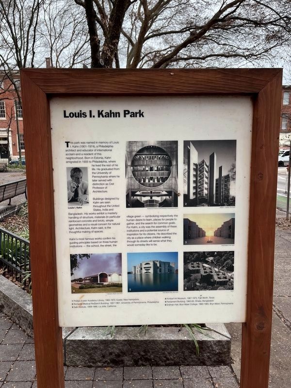 Louis I. Kahn Park / How this site became Louis I. Kahn Park Marker image. Click for full size.