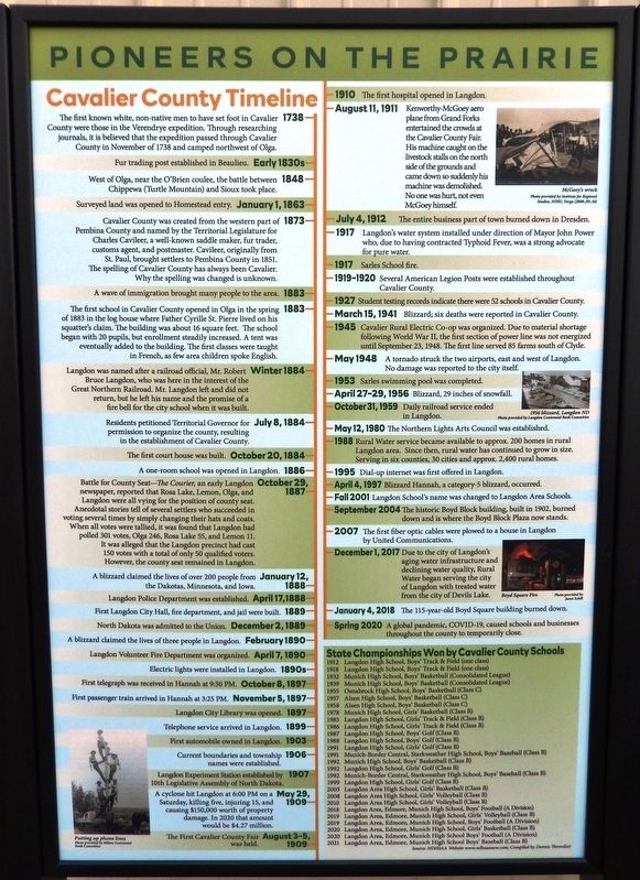 Cavalier County Timeline Marker image. Click for full size.
