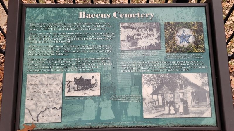 Baccus Cemetery Marker. Click for full size. Baccus Cemetery Marker image. Click for full size.