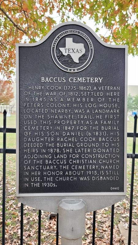 Baccus Cemetery Marker image. Click for full size.