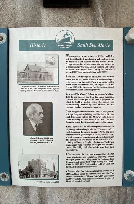 Historic Sault Ste. Marie Marker. Click for full size. Historic Sault Ste. Marie Marker image. Click for full size.