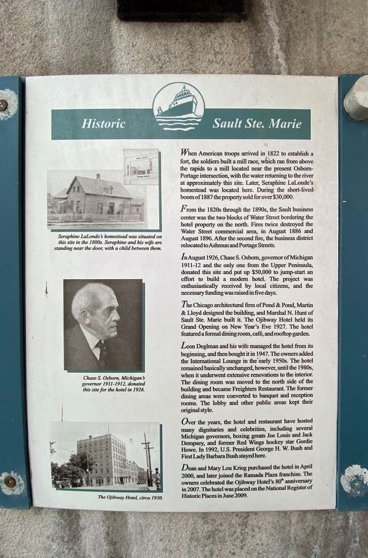 Historic Sault Ste. Marie Marker image. Click for full size.