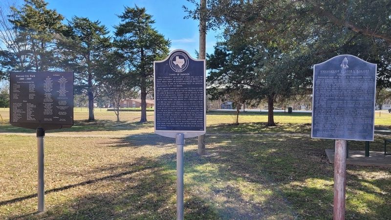 The Town of Dawson Marker is the middle marker of the group of markers. Click for full size. The Town of Dawson Marker is the middle marker of the group of markers image. Click for full size.