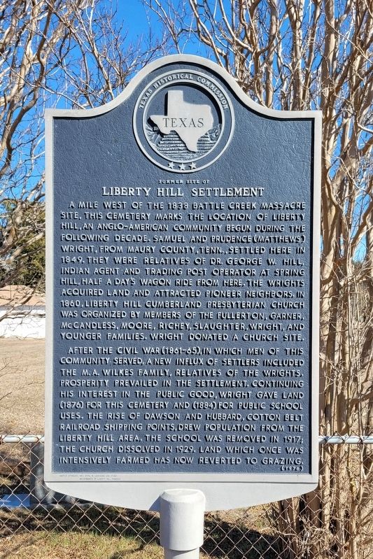 Former Site of Liberty Hill Settlement Marker image. Click for full size.