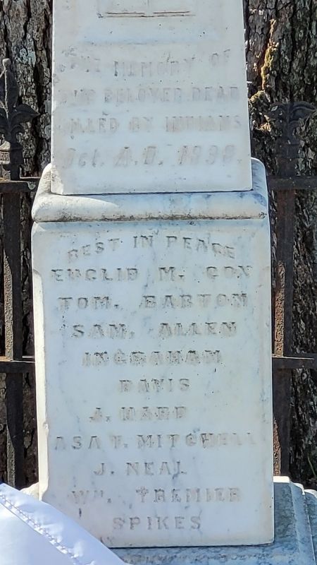 Closeup of the front - Battle Creek Massacre Memorial Monument image. Click for full size.