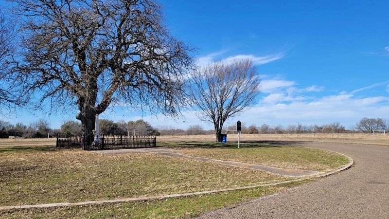 The view of the Battle Creek Massacre Memorial Monument along the park loop road image. Click for full size.