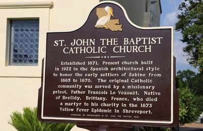 St. John the Baptist Catholic Church Marker. Click for full size. St. John the Baptist Catholic Church Marker image. Click for full size.
