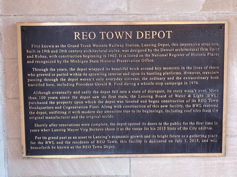REO Town Depot Marker image. Click for full size.