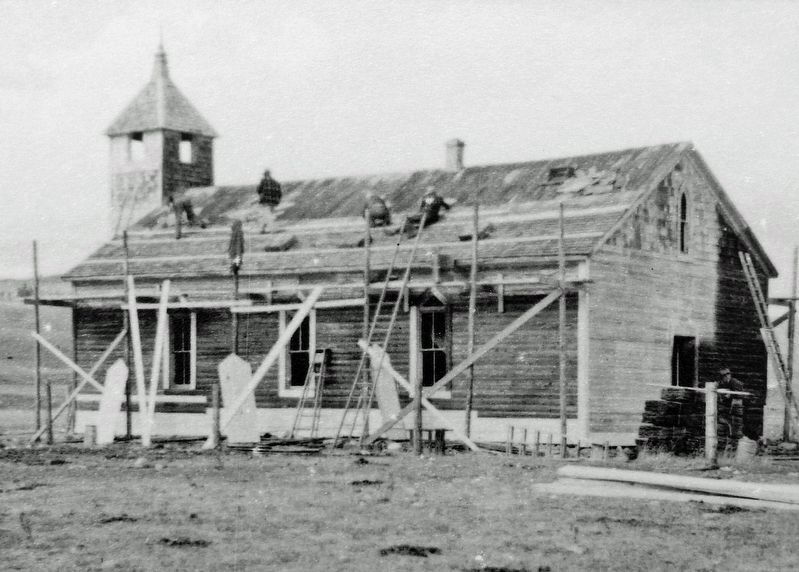 Marker detail: Restoration in progress, circa 1952 image. Click for full size.
