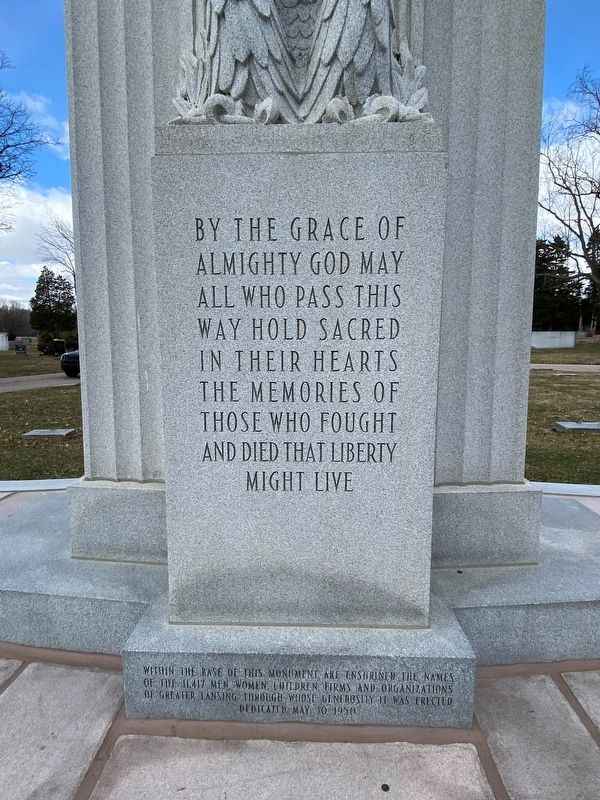 Evergreen Cemetery Veterans Memorial Marker, Side Two. Click for full size. Evergreen Cemetery Veterans Memorial Marker, Side Two image. Click for full size.