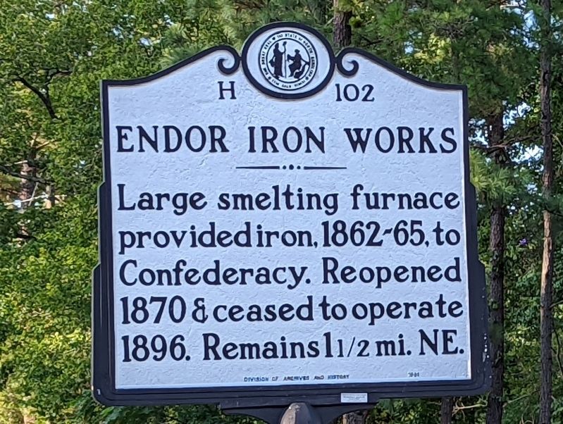 Endor Iron Works Marker image. Click for full size.