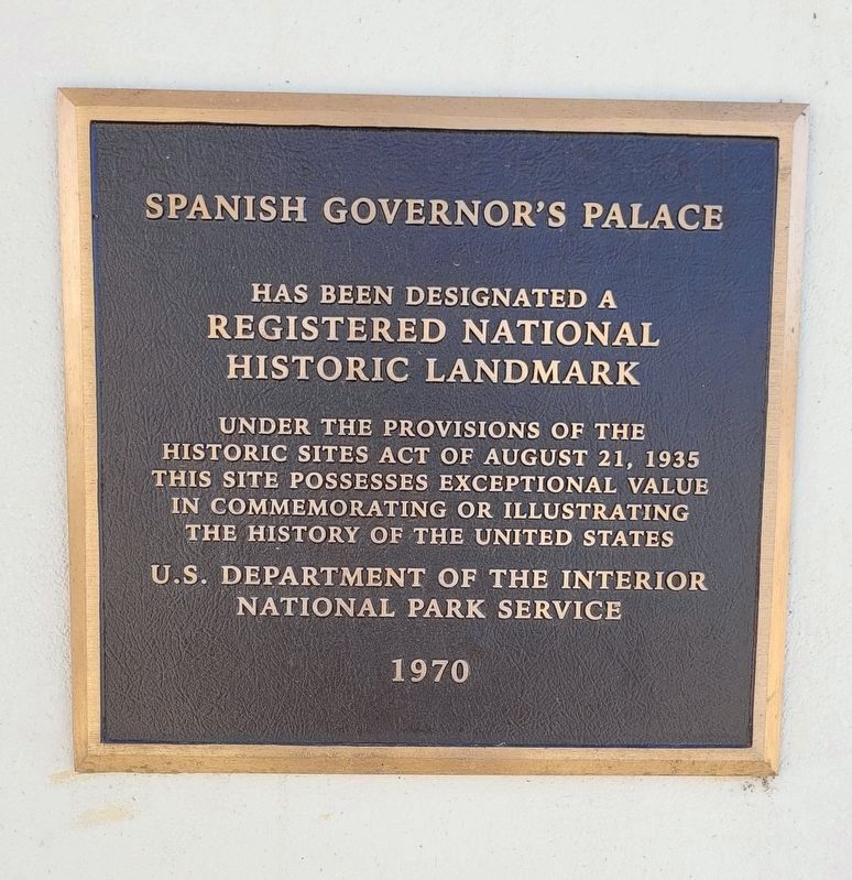 The Spanish Governor's Palace Marker on the back door of the building image, Touch for more information