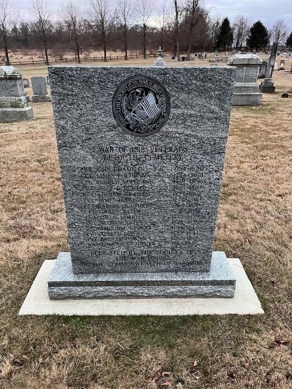 War of 1812 Veterans Marker. Click for full size. War of 1812 Veterans Marker image. Click for full size.
