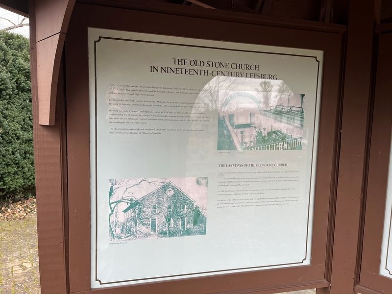 The Old Stone Church in Nineteenth-Century Leesburg side of the marker image. Click for full size.
