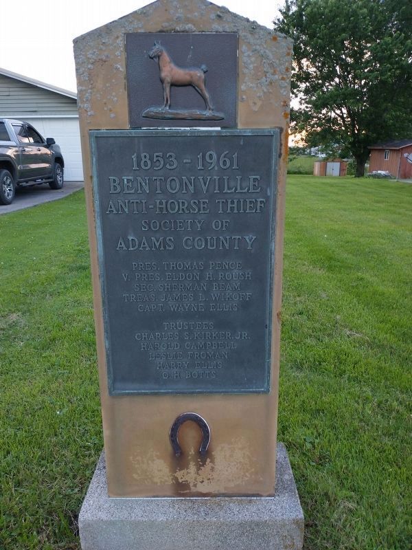 Bentonville Anti-Horse Thief Society Marker. Click for full size. Bentonville Anti-Horse Thief Society Marker image. Click for full size.