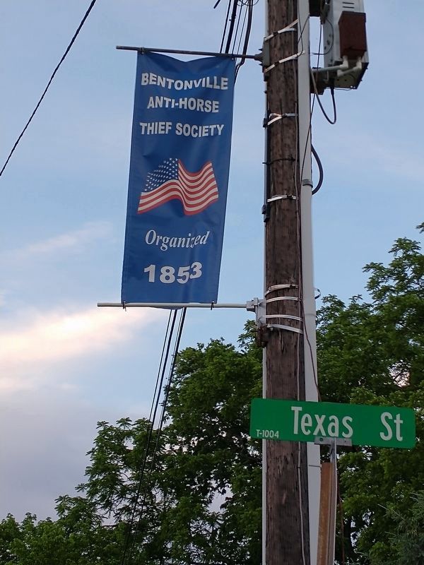 Bentonville Anti-Horse Thief Society Marker. Click for full size. Bentonville Anti-Horse Thief Society Marker image. Click for full size.