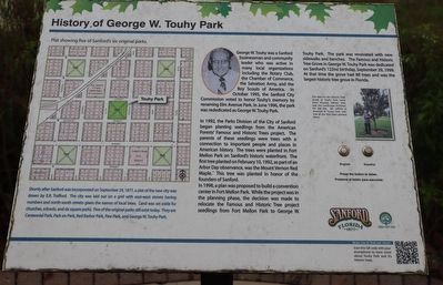 History of George W. Touhy Park Marker. Click for full size. History of George W. Touhy Park Marker image. Click for full size.