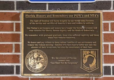 Florida Honors and Remembers our POW's and MIA's Marker image. Click for full size.