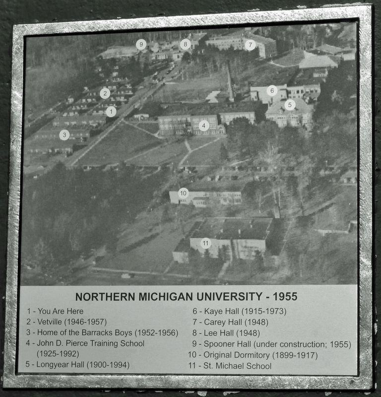 Marker detail: Northern Michigan University � 1955 image. Click for full size.
