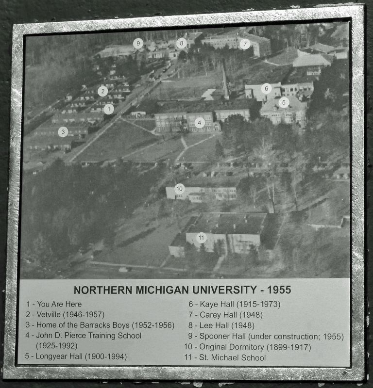Marker detail: Northern Michigan University  1955 image. Click for full size.