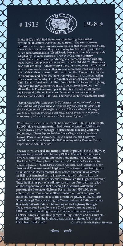 Lincoln Highway Marker image. Click for full size.