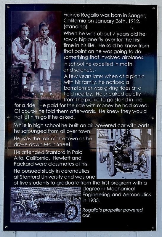 Francis & Gertrude Rogallo Marker (Panel 2). Click for full size. Francis & Gertrude Rogallo Marker (Panel 2) image. Click for full size.
