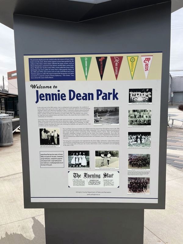 Welcome to Jennie Dean Park Marker. Click for full size. Welcome to Jennie Dean Park Marker image. Click for full size.