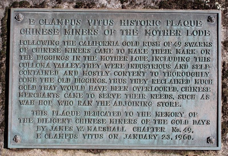 Chinese Miners of the Mother Lode Marker image. Click for full size.