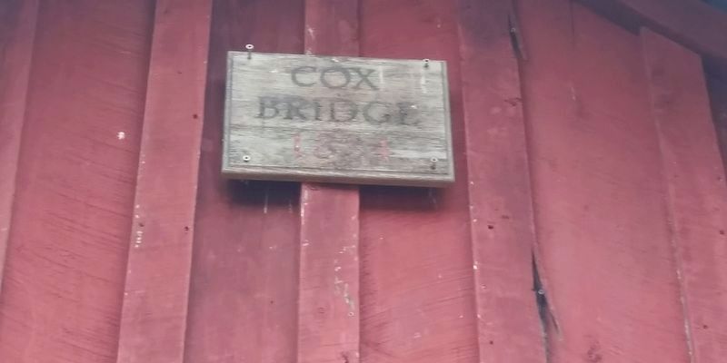 The Cox Covered Bridge Nameplate image. Click for full size.