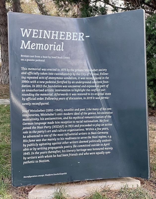 Weinheber- Memorial/Denkmal Marker - English Version image. Click for full size.