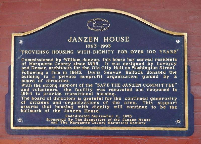 Janzen House Marker image. Click for full size.