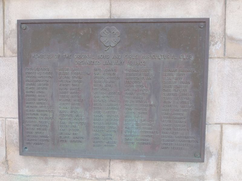 Members of the Original Boys and Girls Agricultural Club Marker image. Click for full size.